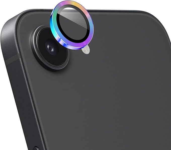 Camera Lens Protector for iPhone 16e / iPhone 17e,1 Pack | Tempered Metal Glass Camera Cover, HD Clear Anti-Scratch Lens Screen Protector Film,Case Friendly,Colorful Titanium by Unknown