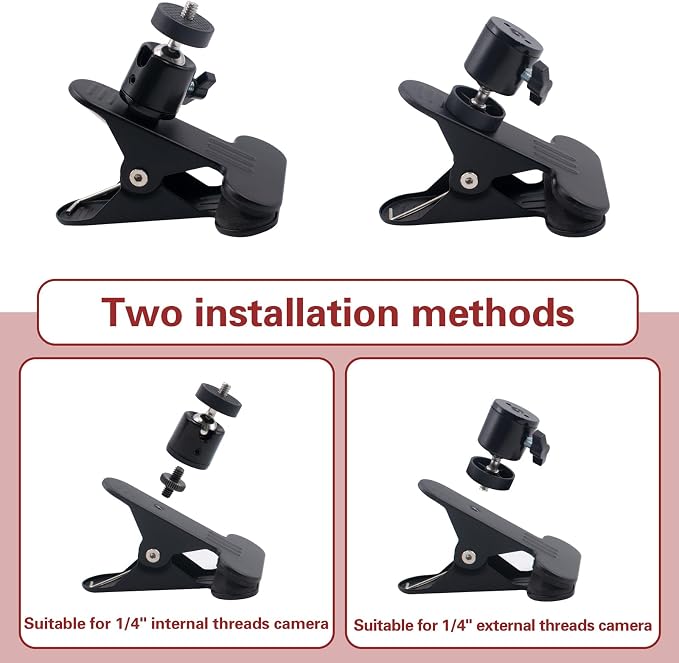 SnowTing 4 PCS Multifunctional Tripod Camera Clamp with 360° Swivel Ball Head and 1/4'' Screw, Flash Holder Photography Accessories for DSLR Video Photoshoot Camera - Image 2