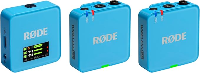RØDE Wireless GO (Gen 3) – Compact Wireless Mic – Pristine Audio, 32-bit Float Recording, Automatic Level Control, for Phones, Cameras and Computers (Blue) by R%C3%98DE