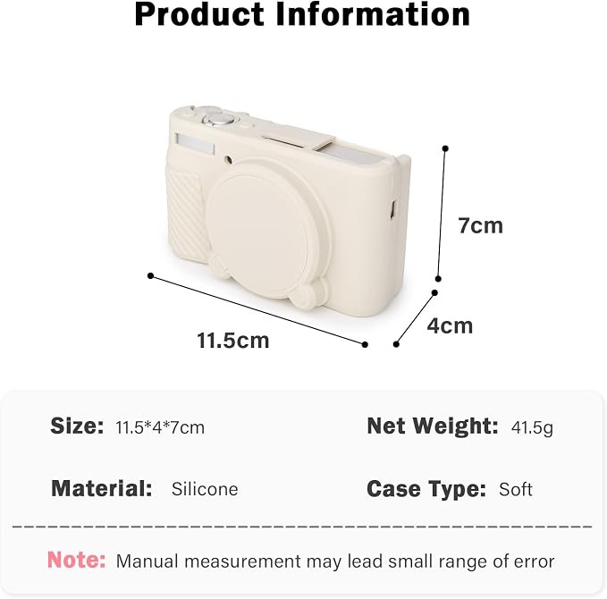 MUZIRI KINOKOO Case for Canon SX740 HS, SX730 HS Camera - Soft Protective Cover Powershot SX740 SX730 HS Silicone Sleeve with Removable Lens Cover - Anti-Slip & Anti-Scratch - Off White - Image 7