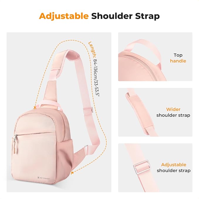 K&F CONCEPT Camera Sling Bag, Compact Crossbody Bag for DSLR Mirrorless | Lightweight Fabric, with Tripod Holder, Quick Access & Custom Dividers, Men & Women, for Sony Canon Nikon, Pink, BS06 - Image 5