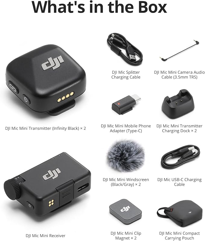 DJI Mic Mini (2 TX + 1 RX), Ultralight, Detail-Rich Audio | Noise Cancelling, Automatic Limiting, Wireless Microphone for Camera/iPhone/Android, Vlog, Streaming, 400m Transmission - Image 6