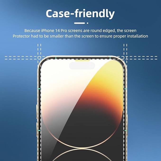 NEW'C 3x for iPhone 14 Pro Screen Protector (6.1 inches)+ 3x Camera Lens Protector, Sensor Protection + Dust Plug - Case Friendly Tempered Glass Film, Ultra Resistant - Image 3