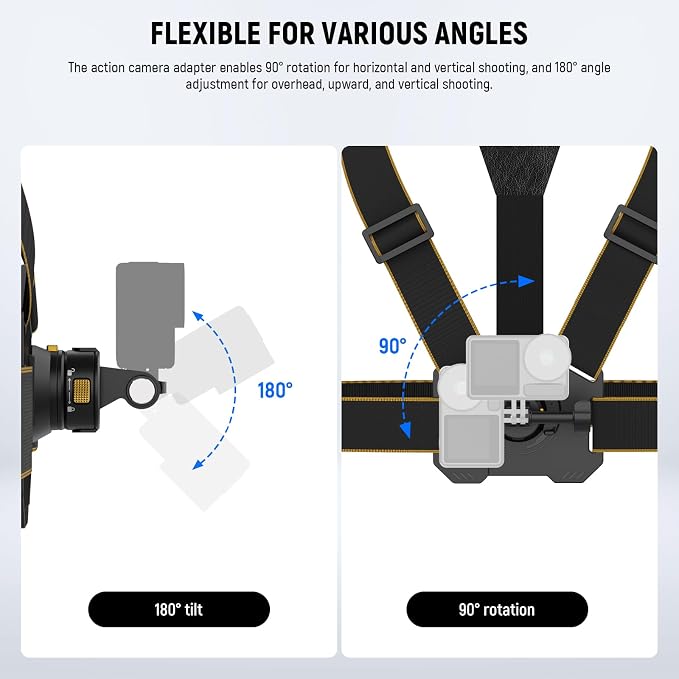 NEEWER Chest Mount Harness for Action Camera,Adjustable Hand Free Chest Strap Compatible with GoPro Hero DJI Osmo Insta360,Magnetic Release Action Camera Chest Mount for Point of View Video Vlog,GP25 - Image 4