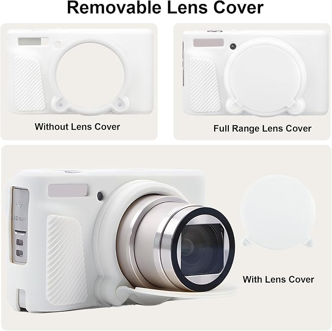 BOVKE Silicone Camera Case for Canon PowerShot SX740 / SX730 Digital Camera, SX740 HS Soft Protective Case Cover Rubber Camera Slim Fit Sleeve with Removable Lens Cover, White - Image 5