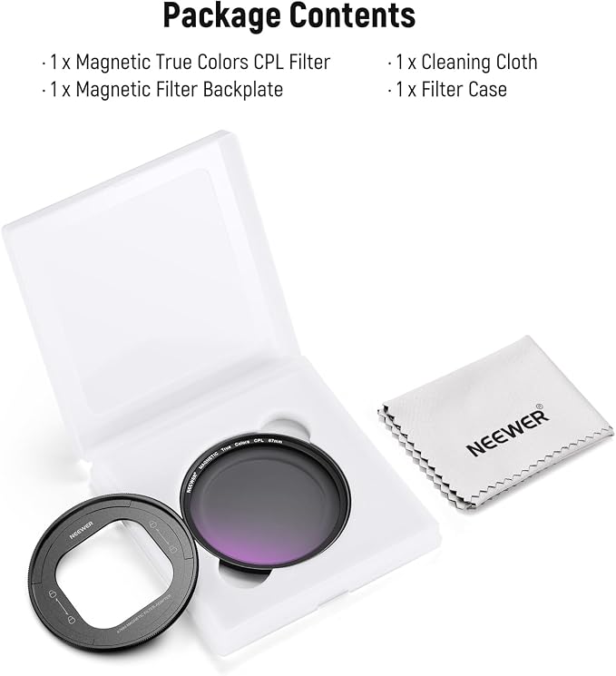 NEEWER 67mm Magnetic CPL Filter Set, Circular Polarizing Multicoated HD with Magnetic Filter Backplate Adapter, Compatible with iPhone 16 Pro/16 Pro Max Phone Cage Video Rig (PA073/PA074) - Image 9