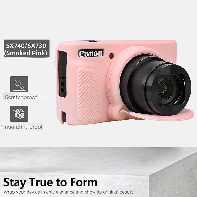 Camera Case for Canon PowerShot SX740/ SX730 Digital Camera, SX740 HS Case | Soft Silicone Protective Case Removable Lens Cover, Comes with 2 Screen Protectors and 1 Wrist Strap. (Smoked Pink) - Image 7