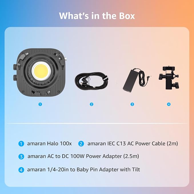 amaran Halo 100x Portable Video Light,100W Bi-Color COB Light | CRI 96+, TLCI 97+ APP Control 2,700K-6,500K Bowens Mount LED Studio Lighting for YouTube Vlog Recording Photography Light - Image 7