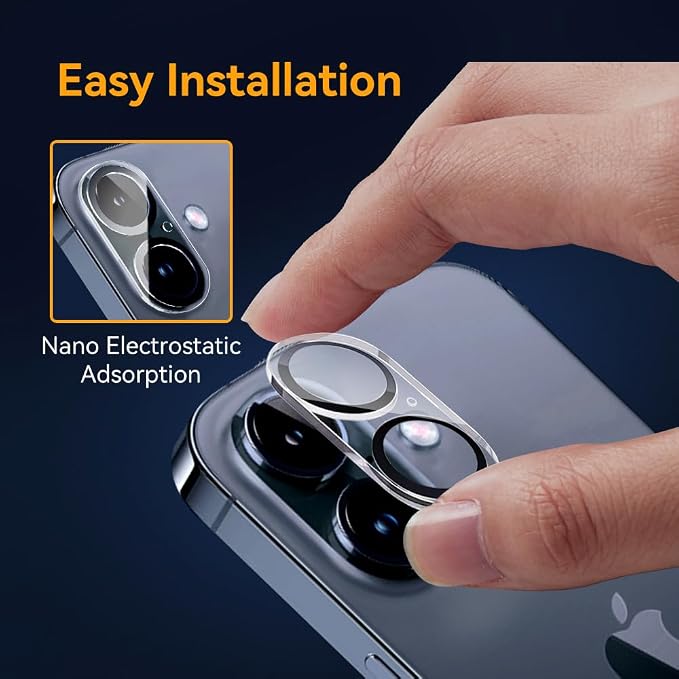 Camera Lens Protector for iPhone 16 6.1" / iPhone 16 plus 6.7"/ iPhone17 6.3",9H Tempered Glass，Ultra HD, Scratch Resistance Easy to Install，Case Friendly，[Does not Affect Night Shots] 3-Pack - Image 5