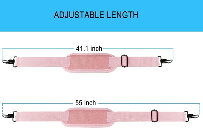 Shoulder Strap, Durable 55" Universal Replacement Laptop Shoulder Strap, Adjustable Comfortable Belt with Metal Hooks for Briefcase, Computer Messenger Bag, Laptop Case Luggage/Duffel/Camera, (Pink) - Image 6