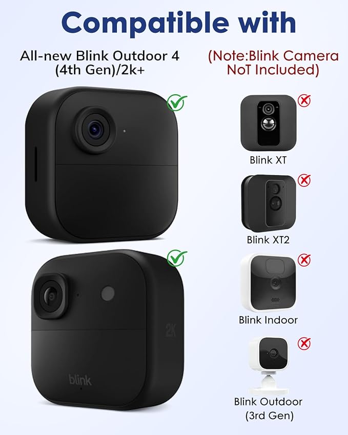 Silicone Case Cover for Blink Outdoor 4/2K+, Weatherproof Silicone Cover Skin Provides Full Camera Protection, for All-New Blink Outdoor 4 Home Security Camera (Black) - Image 3