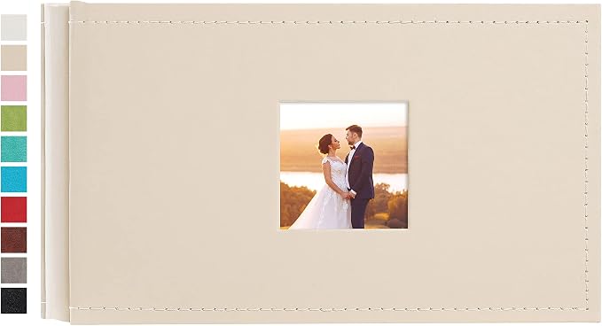 potricher Small Photo Album 4x6 100 Photos, Leather Cover | Leather 4x6 Picture Album with 100 Horizontal Pockets, Photo Book for Family, Wedding, Anniversary, and Baby by potricher