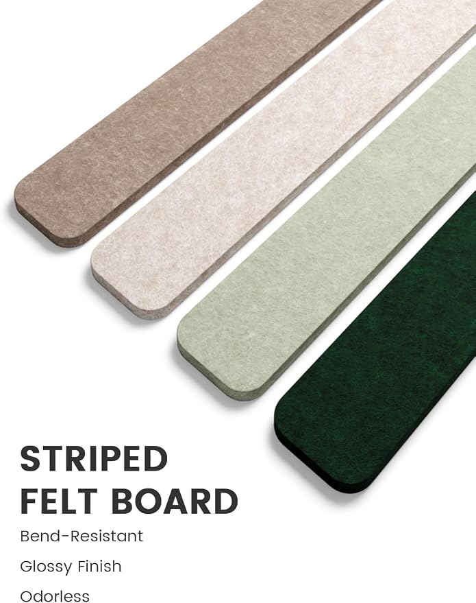 Fluxynara 13" x 2" Felt Wall Panels, Nordic Moss | 5-Pack Includes 35 Push Pins and Adhesive Tabs for Photos, Notes and Decor in Bedroom Doors, Home Office or Studios - Image 3