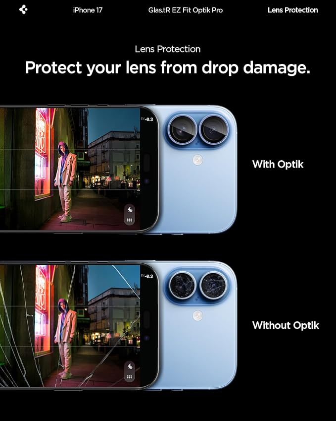 Spigen Camera Lens Protector for iPhone 17 (16 Plus/16) - Mist Blue | GlasTR EZ Fit Optik Pro, 9H+ Tempered glass, Scratch resistant, Auto-align tray, Case-friendly, Original Photo Quality, 2Pack - Image 5