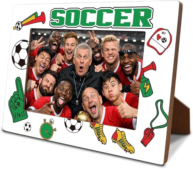 Soccer Picture Frame, Sports Themed Photo Frame for 4x6 Inches Photos, Tabletop Display Frames for Team Players and Coaches, Gift to Soccer Fans, Home Office Decor by Unknown