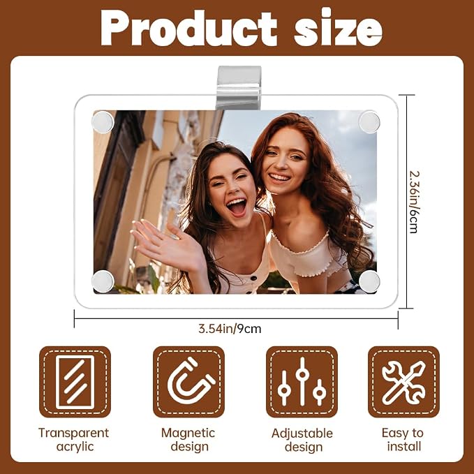 Car Picture Holder, Magnetic Car Picture Frame with Visor Clip Personalized Photo Holder Cars Accessories Photo Holder Displays(1pc,9 * 6cm) - Image 8