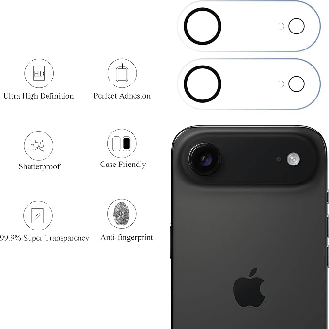Ailun 3 Pack Camera Lens Protector for iPhone Air, Tempered Glass | Ultra HD, Anti-Scratch, Case Friendly, Does not Affect Night Shots - Image 2
