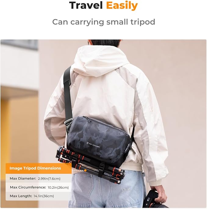 K&F CONCEPT 2 in 1 Camera Sling Bag, Everyday Shoulder Bag | Multifunction Photography Compact Crossbody DSLR Portable Bag, Compatible for Canon/Nikon/Sony, BS01 - Image 5