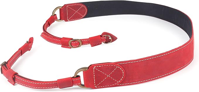MegaGear SLR, DSLR Sierra Series Genuine Leather Camera Shoulder or Neck Strap,Red - Image 6