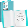 Dunwell Small Presentation Book 5.5x8.5 (2-Pack, Aqua), 24 Pockets Display 48 Half Size Pages, Plastic Binders with Sleeves, 5.5 x 8.5 Mini Booklets, Acid-Free Poly | Acid-Free Poly, Displays 48 Pages, Tear-Resistant Sleeves, Ideal for Documents & Artwork by Dunwell