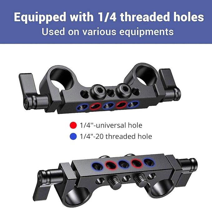 SMALLRIG Super Lightweight 15mm Railblock, Rod Clamp with 1/4''-20 Thread | Pack of 2, for Sony for Canon and DSLR Camera Rig 15mm Shoulder Support Rail System - Image 2