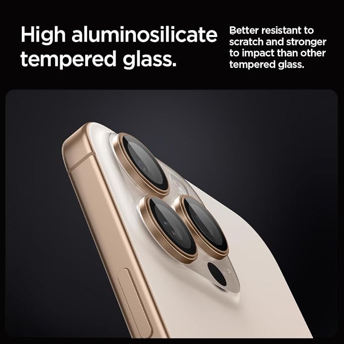 Spigen Camera Lens Protector for iPhone 16 Pro Max,16 Pro - Desert Titanium | GlasTR EZ Fit Optik Pro, 9H+ Tempered glass, Scratch resistant, Auto-align tray, Original photo quality, Case-friendly, 2Pack - Image 3