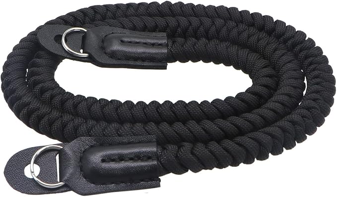 Paracord Woven Camera Neck Shoulder Strap Belt Hand Compatible with Canon Nikon Sony Olympus Pentax Fujifilm Panasonic SLR DSLR Digital Mirrorless Cameras 36inch Black by HITHUT