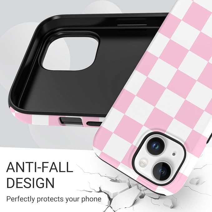 TPU Phone Case for iPhone 15, MagSafe Wireless Charging Compatible, Shockproof Slim Fit Protective Cover with Anti-Yellowing & Raised Camera Protection (Plaid 4, iPhone 15) - Image 5