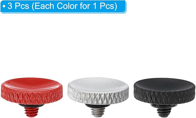 PATIKIL Camera Shutter Button, 3 Pack Soft Shutter Release Button Pure Copper Camera Button Knurled Suitable for Nikon for Fujifilm for Leica DSLR/SLR Camera, Red Silver Matte Black - Image 3