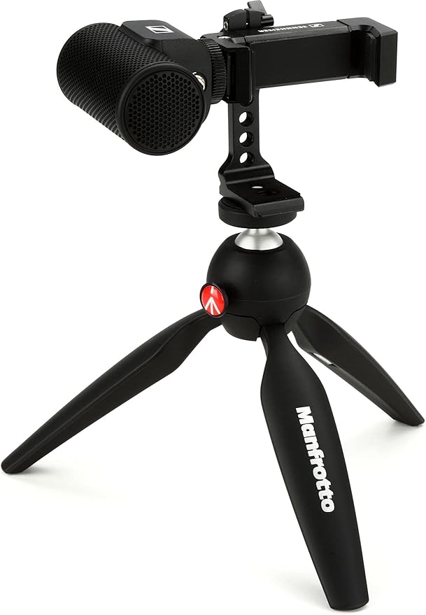 Sennheiser Pro Audio Sennheiser Professional MKE 200 + Mobile Kit, Directional On-Camera Microphone with Smartphone Clamp & Manfrotto PIXI Mini Tripod, 509256, Black by Unknown