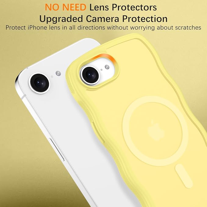 BENTOBEN Magnetic for iPhone 17e Case,Cute Wavy Frame [Compatible with MagSafe] Translucent Matte Anti-Slip Bumper Women Girls Boys Men Shockproof Drop Protective Phone Cover for iPhone 17e,Yellow - Image 7