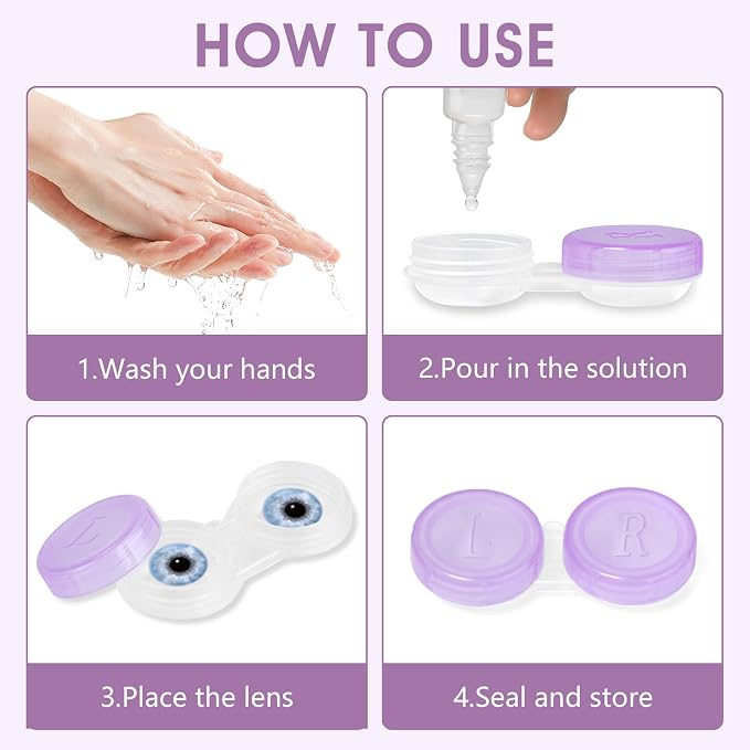 60 Pack Contact Lens Cases Bulk, Transparent Cute Contact Lens Case for Home & Travel, 6 Color (60) - Image 7