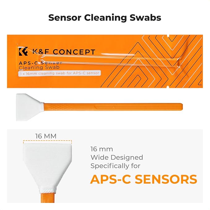 K&F CONCEPT 25 in 1 Camera Pro Cleaning Kit, APS-C Lens and Sensor Cleaner | 16mm Vac-Sealed Swabs,Lens Pen,60 and 20ML Lens Cleaner,Cloth,Blower,Hard Case, for Canon Nikon Sony DSLR Mirrorless,MK03 - Image 6