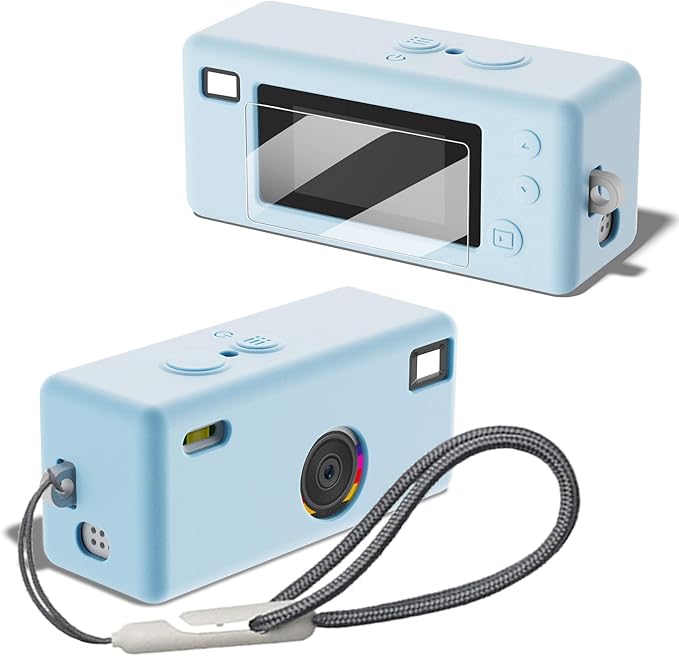 Silicone Case for Kodak CHARMERA Keychain Digital Blind Box accessories,Soft Silicone Protective Case,Comes with Screen Protectors and Wrist Strap - Blue by Accompanyingyouthrougheverymemorablemoment