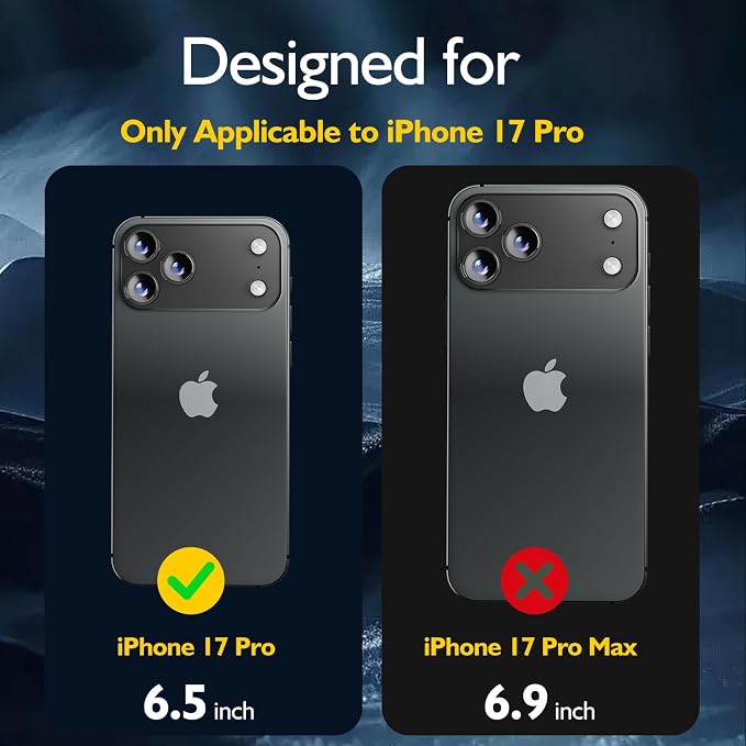 3PCS Rear Back Camera Lens Protector Tempered Glass for iPhone 17 Pro - HD Clear Full Coverage Guard [Not for iPhone 17 Pro Max] - Image 2