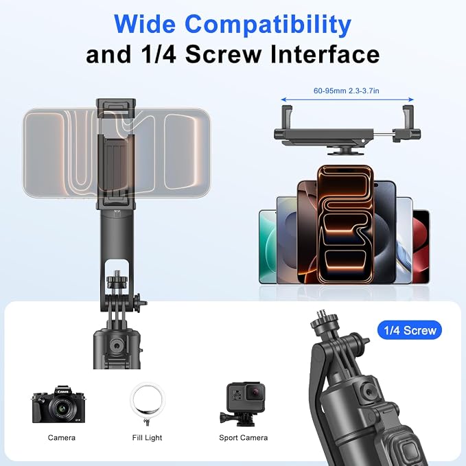 69.3" Auto Face Tracking Selfie Stick Tripod, 360° Rotation Auto-Open Phone Tripod Stand with Rechargeable Remote,for TikTok/Vlog/Live Stream,Compatible with iPhone/Android/Camera/GoPro - Image 5