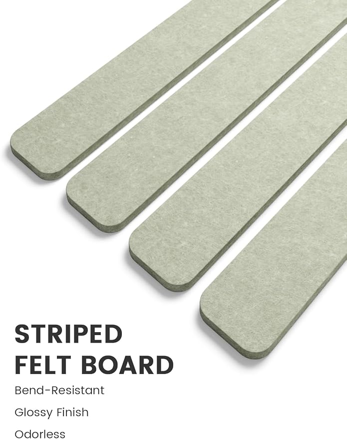 Fluxynara 13" x 2" Felt Wall Panels, Sage | 5-Pack Includes 35 Push Pins and Adhesive Tabs for Photos, Notes and Decor in Bedroom Doors, Home Office or Studios - Image 3