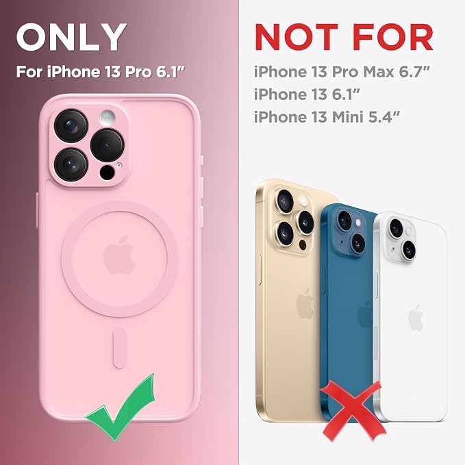 CAPRARO for iPhone 13 Pro Case, Compatible with MagSafe | Upgraded [Full Camera Protection] Shockproof Protective Slim Translucent Matte Magnetic Phone Case 6.1'', Peach Pink - Image 2