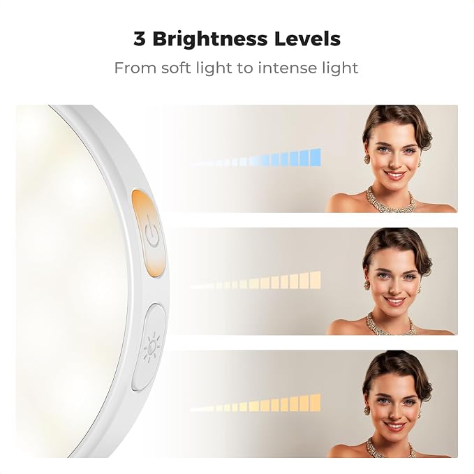 K&F CONCEPT LEDs Selfie Light, 3 Interface Modes, Rechargeable Phone Light | Ra95 CRI, 3-in-1 Mounts, 9 Light Modes, 600mAh Battery, 33g Pocket Size, White, C7 - Image 5
