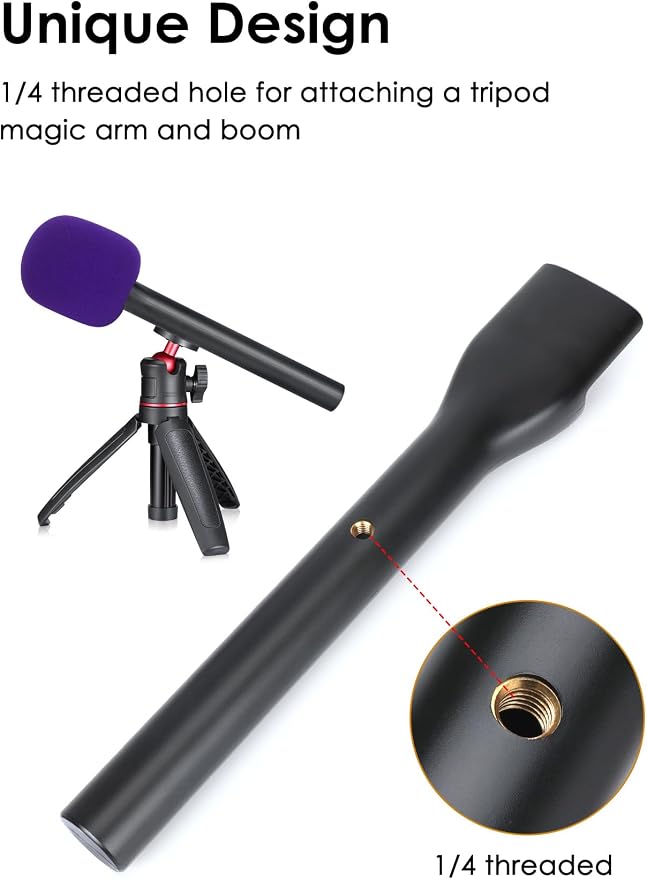 SUNMON Handheld Mic Stand for Rode Wireless Mic with Pop Filter(Purple), Holder for Rode Go 2/Wireless Pro, Interview Microphone Adapter Handheld for Wireless Go/Wireless ME - Image 2