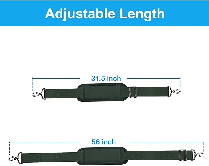 MOSISO 56 inch Shoulder Strap, Adjustable Soft Universal Non-Slip Strap | Thick Replacement Strap, Fit Padded with Metal Swivel Hooks for Laptop Shoulder Bag/Laptop Messenger Bag, Emerald Green - Image 2
