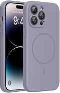 miracase Magnetic for iPhone 14 Pro Max Case, [Soft Anti-Scratch Microfiber Lining], Compatible with MagSafe, Silicone Shockproof Protection Phone Case for iPhone 14 Pro Max,Lavender Gray by Miracase