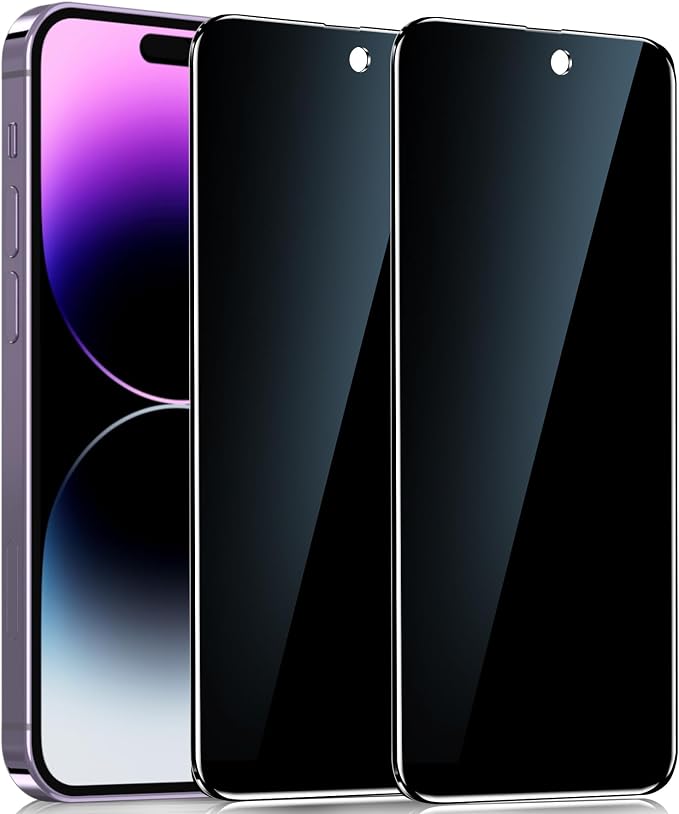YMHML 2 Pack for iPhone 14 Pro Max Privacy Screen Protector, Upgrade Anti Spy Tempered Glass Privacy Screen for iPhone 14 Pro Max (6.7 Inch), Scratch Resistant Case Friendly by YMHML