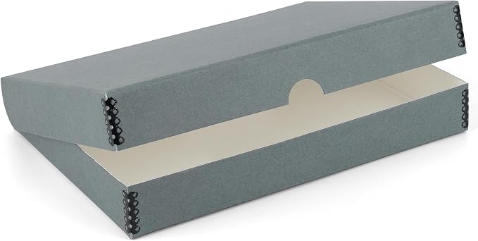 Lineco Clamshell Archival Storage Box, 13.5x19.5x1.75 Inch, Gray | Acid-Free with Metal Edge Boxboard, Organize and Store Photos Documents Cards Negatives Magazine Prints Family Records DIY by Lineco