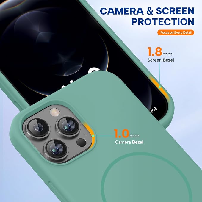Miracase Silicone & Magnetic for iPhone 12 Pro Max Case, Midnight Green | Compatible with MagSafe, Soft Microfiber Lining, Premium Silicone Case Shockproof Drop Protection Phone Case for 12 Pro Max - Image 5
