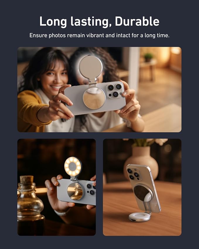 TELESIN C03 Magnetic Selfie Light, Phone Light for iPhone Magsafe | CRI97 360° LED Selfie Ring Fill Light with Mirror for Selfies/Photography/TikTok/Zoom Calls/Video Conference/YouTube - Image 7