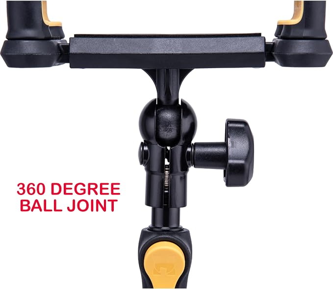 Hercules Stands DG307B-TS2 Tabletop Tablet & Smartphone Stand, 360 Degree Adjustment, One-Handed Height Adjustable, Weighted Base, Compatible with iPad & Samung Galaxy Tablet, Bundle w/ Cleaning Cloth - Image 3