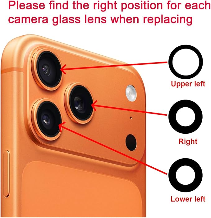 2 Sets OEM Back Rear Camera Lens Glass Replacement Compatible with iPhone 17 Pro and iPhone 17 Pro Max with pre-Installed Adhesive and Reparing Toolkit - Image 6