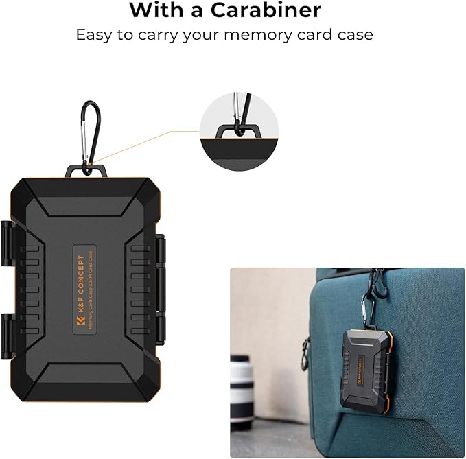 K&F CONCEPT 29 Slot Memory Card Case, Carrying Case for SD, CF, CFexpress | Micro SD, Nano SIM & Micro SIM Cards, PM01 - Image 5