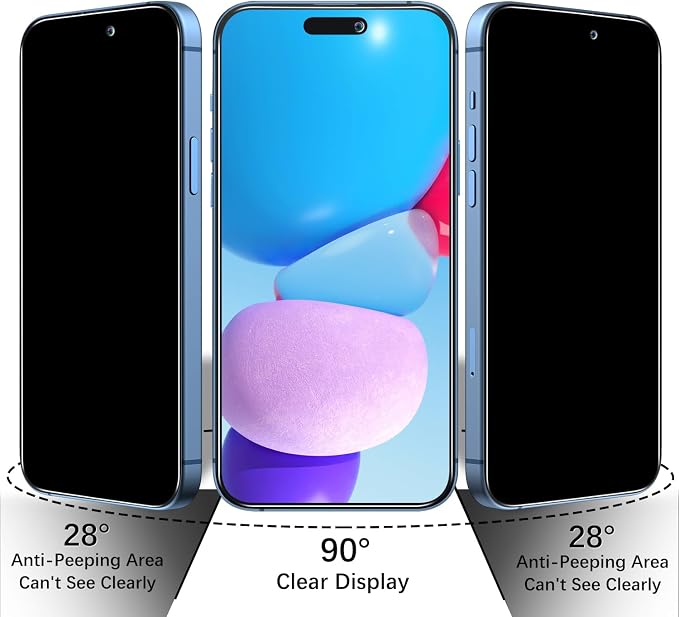 2+2 Pack Privacy Screen Protector for iPhone 17 Pro Tempered Glass | Anti-Spy Privacy Protection, with Camera Lens Protector, Anti Scratch, Bubble Free - Image 3